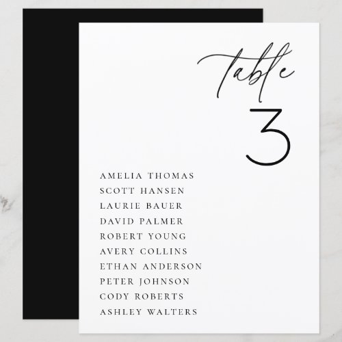 Minimalist Wedding Table Seating Print