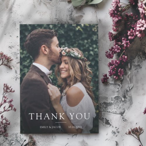 Minimalist Wedding Thank You 2 Photo Card