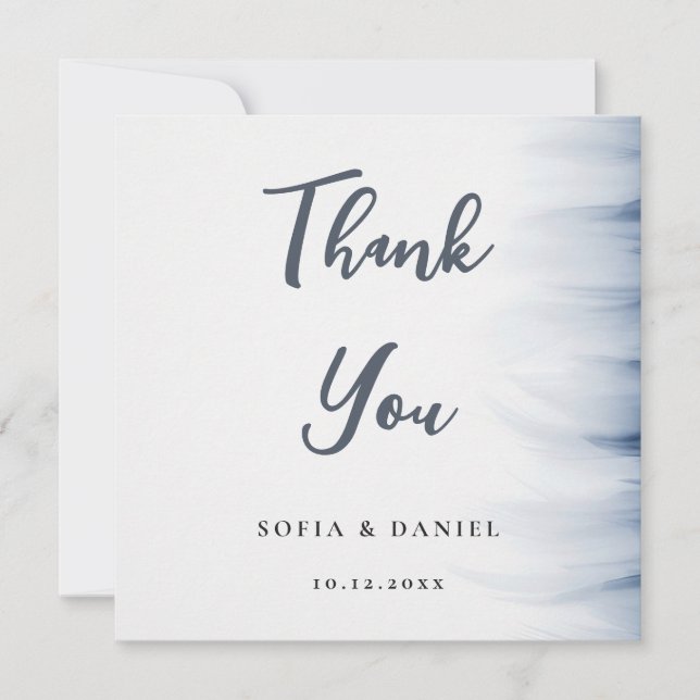 Minimalist Wedding Thank You Card with Ink Accent (Front)