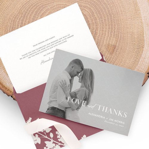 Minimalist Wedding Thank You Card With Photo