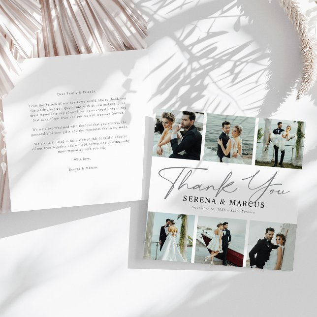Minimalist Wedding Thank You Cards with 6 Photos (Creator Uploaded)