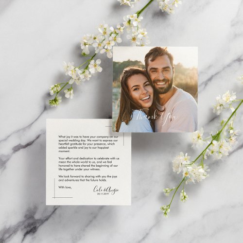 Minimalist Wedding Thank You Cards with Photo