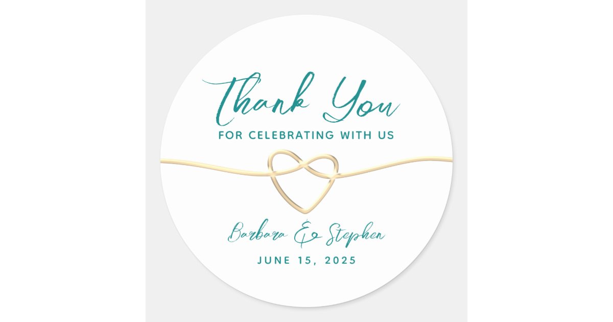 Minimalist Wedding Thank You Classic Round Sticker | Zazzle