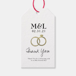 Minimalist Wedding Thank You Faux Gold Rings Gift Tags