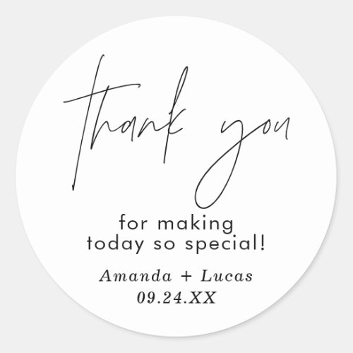 Minimalist Wedding Thank You Favor Sticker