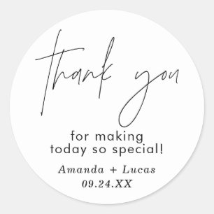 Minimalist Wedding Thank You Favor Sticker