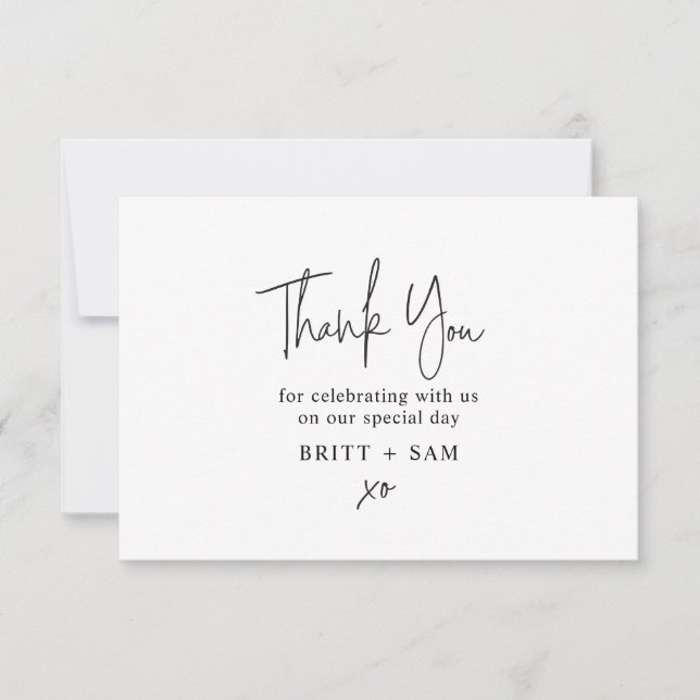 Minimalist Wedding Thank You Handwritten Script (Front)
