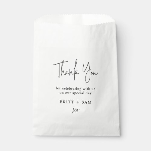 Minimalist Wedding Thank You Handwritten Script  Favor Bag