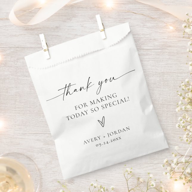 Minimalist Wedding Thank You | Modern Script Favor Bag (Clipped)