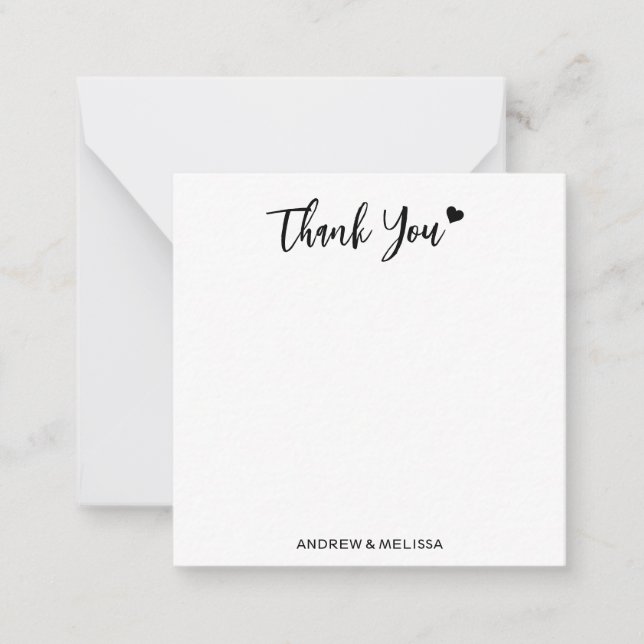 Minimalist Wedding Thank You Newlyweds Couple Note Card (Front)