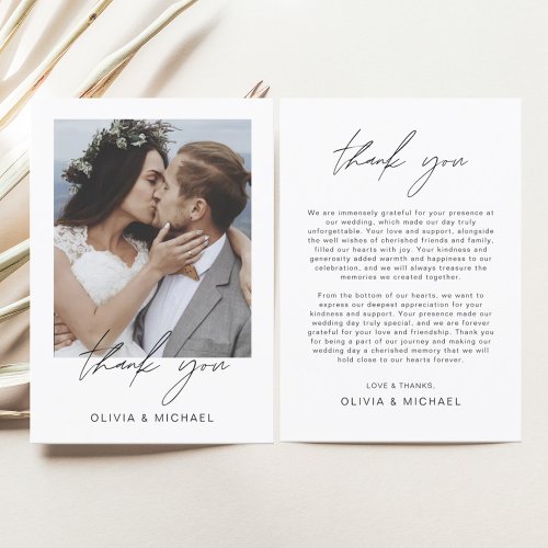 Minimalist Wedding Thank You Photo Simple