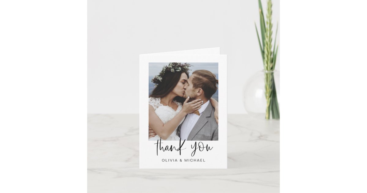 Minimalist Wedding Thank You Photo Simple Card | Zazzle