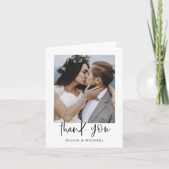Minimalist Wedding Thank You Photo Simple Card | Zazzle