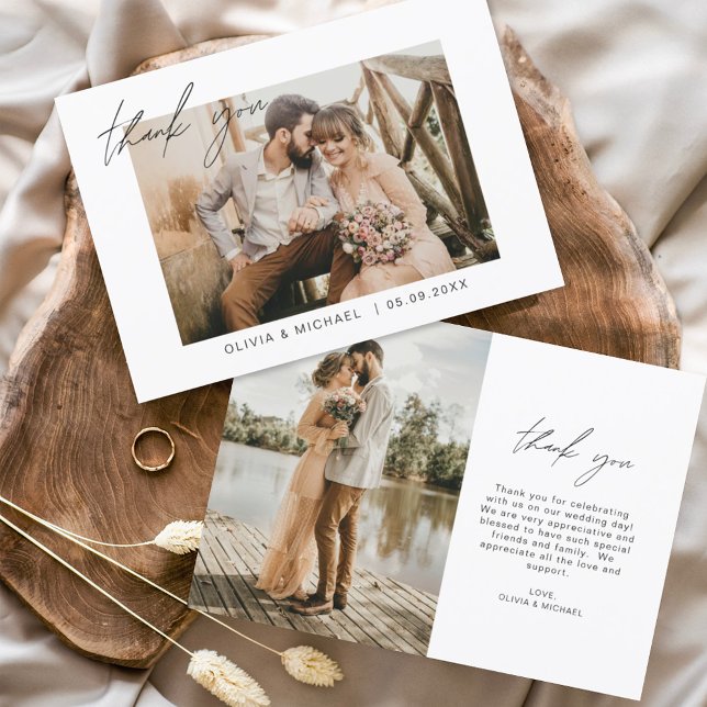 Minimalist Wedding Thank You Photo Simple Card (Creator Uploaded)