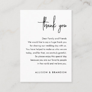 Minimalist Wedding Thank You  Place Card