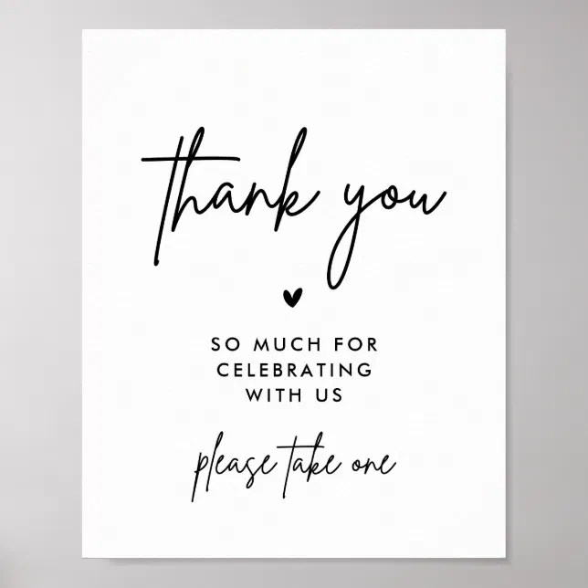 Minimalist Wedding Thank You Please Take One Sign | Zazzle