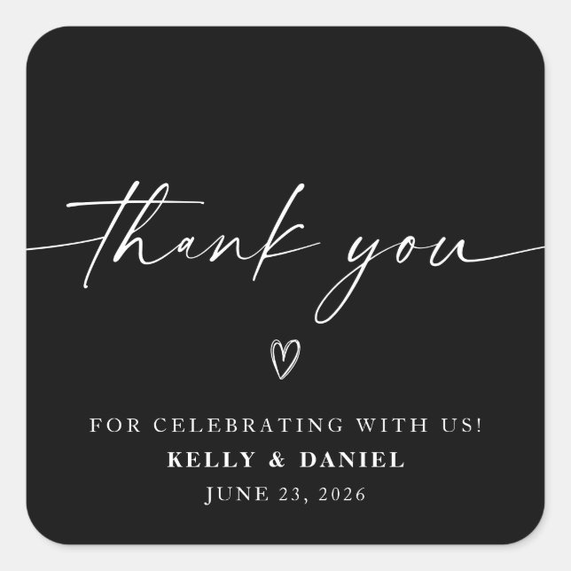 Minimalist Wedding Thank You Square Sticker (Front)