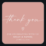 Minimalist Wedding Thank You Square Sticker<br><div class="desc">These wedding favor stickers are the perfect addition to your wedding,  shower,  rehearsal dinner,  and more!</div>