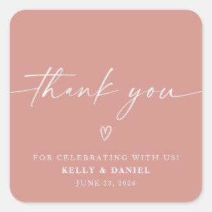 Minimalist Wedding Thank You Square Sticker