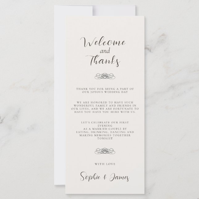 Minimalist Wedding Thank You Table Place Card (Front)
