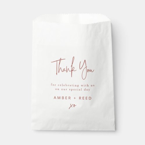 Minimalist Wedding Thank You Terracotta Copper Favor Bag