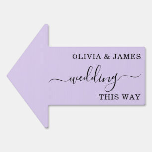Minimalist Wedding “This Way” Arrow Purple Yard  Sign