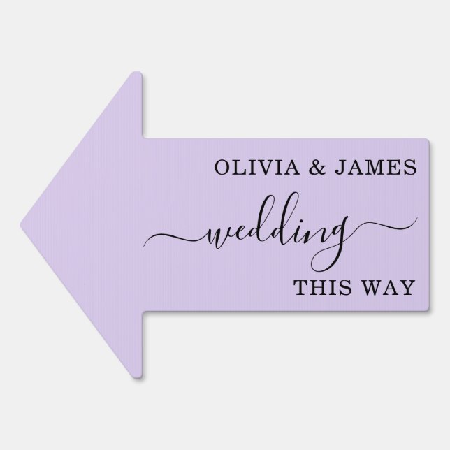 Minimalist Wedding “This Way” Arrow Purple Yard  Sign (Front)