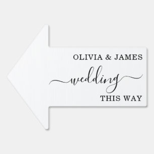 Minimalist Wedding “This Way” Arrow White Yard  Sign