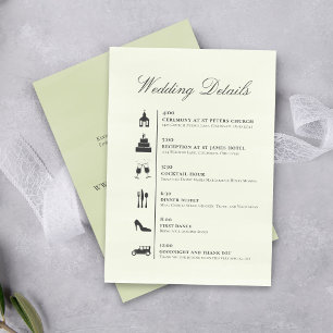 Minimalist Wedding Timeline QR Code Details Green Enclosure Card