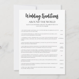 Minimalist Wedding Traditions Bridal Shower Game Invitation