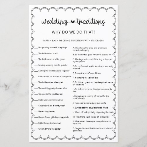 Minimalist wedding traditions bride shower game