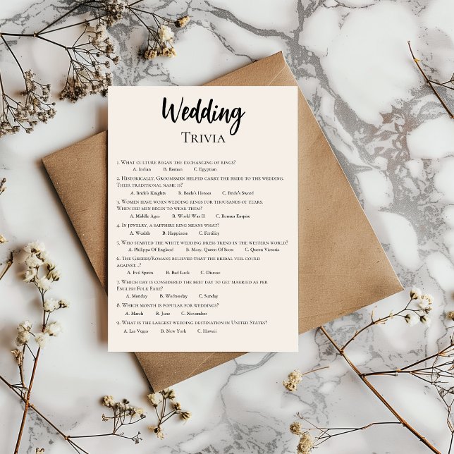 Minimalist Wedding Trivia Game Card (Creator Uploaded)