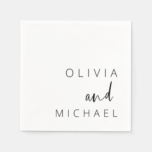 Minimalist Wedding Typography Elegant Napkins