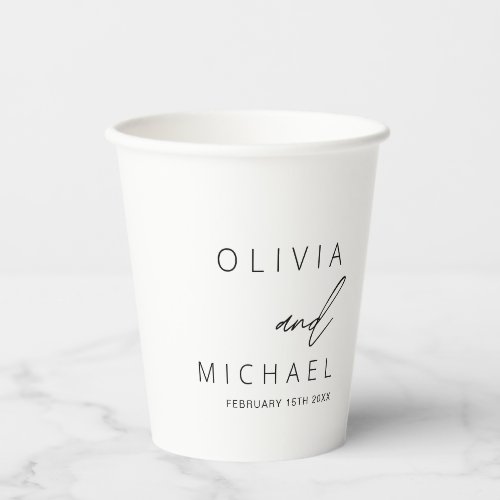 Minimalist Wedding Typography Elegant Paper Cups