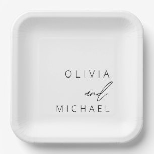 Minimalist Wedding Typography Elegant Paper Plates
