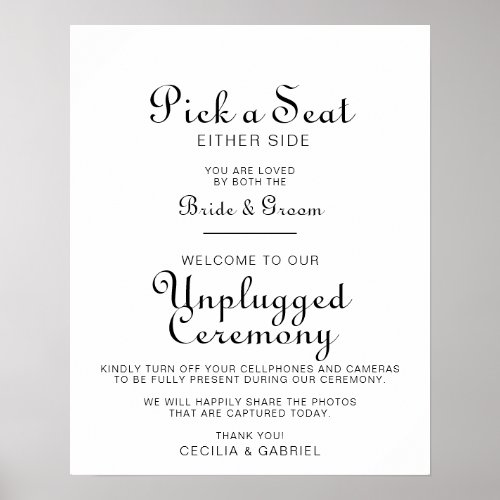 Minimalist Wedding Unplugged Ceremony  Poster