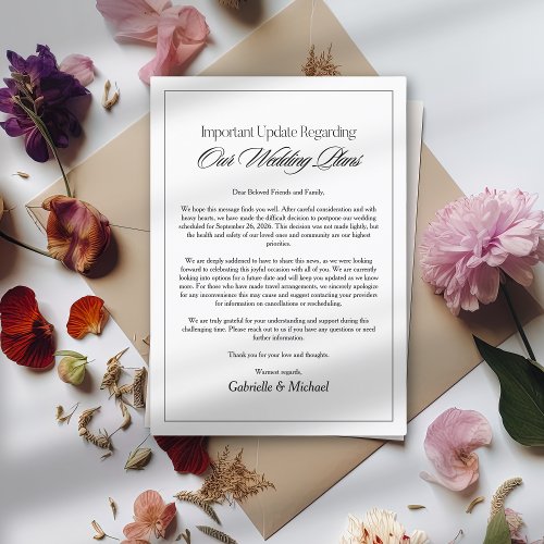 Minimalist Wedding Update Announcement Card