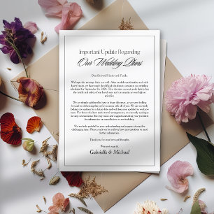 Minimalist Wedding Update Postponed Announcement