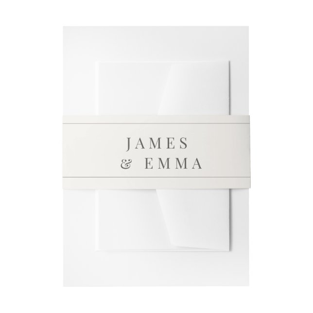 Minimalist Wedding | Warm White Invitation Belly Band (Front Example)
