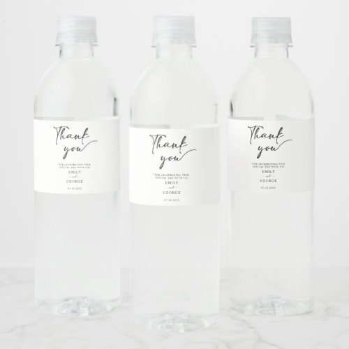 Minimalist wedding water bottle labels