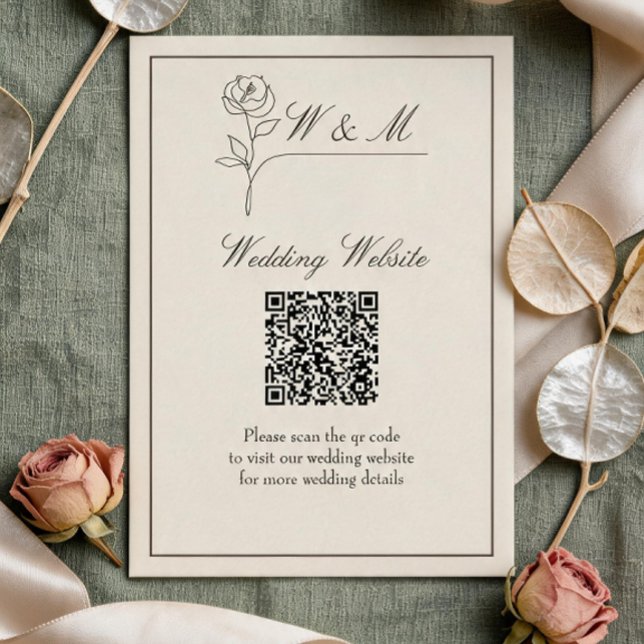 Minimalist Wedding Website QR Code Enclosure Card  (Creator Uploaded)