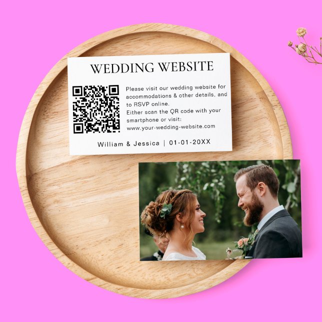 Minimalist Wedding Website With Photo QR Code RSVP Enclosure Card (Creator Uploaded)