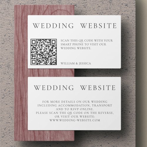 Minimalist Wedding Website With QR Code RSVP Enclosure Card