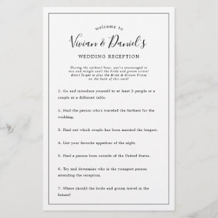 Minimalist Wedding Welcome and Ice Breaker Games Flyer