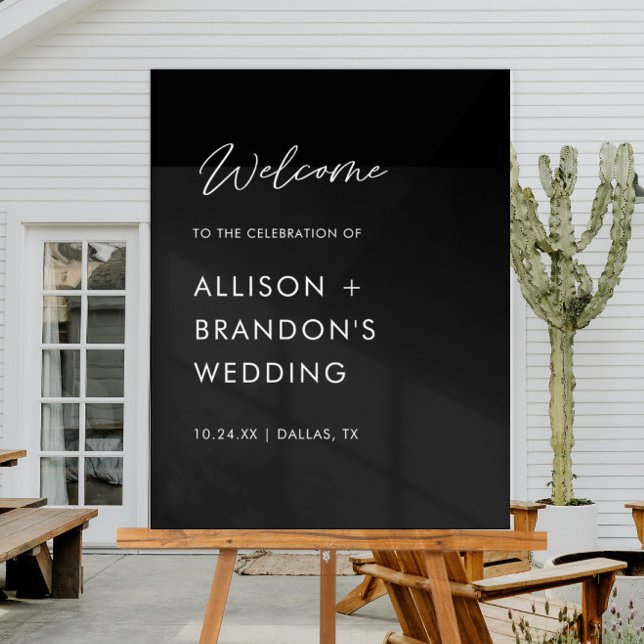 Minimalist Wedding Welcome Black  Acrylic Sign (Creator Uploaded)