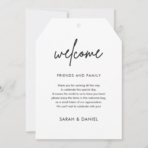 Minimalist Wedding Welcome Gift Bag Basket  Invitation