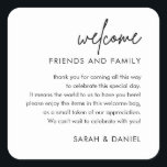 Minimalist Wedding Welcome Gift Bag Basket Square Sticker<br><div class="desc">Minimalist Wedding Welcome Gift Bag Basket Stickers</div>