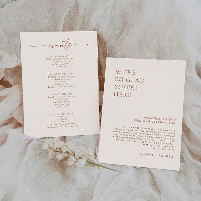 Minimalist Wedding Welcome Letter and Events Card (Creator Uploaded)