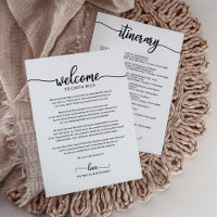 Minimalist Wedding Welcome Letter and Itinerary