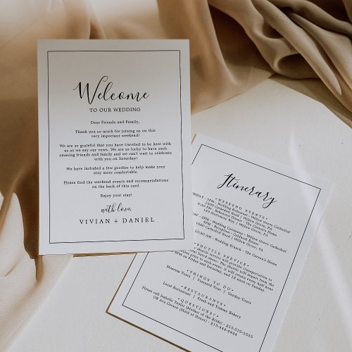 Minimalist Wedding Welcome Letter  Itinerary